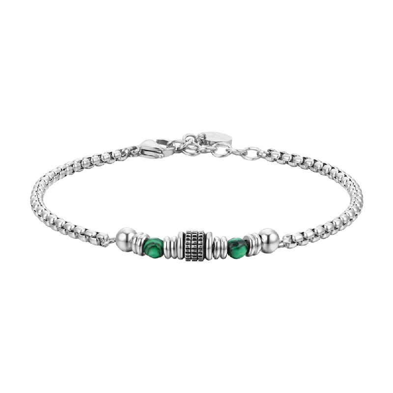 BRACCIALE UOMO IN ACCIAIO MALACHITE VERDE