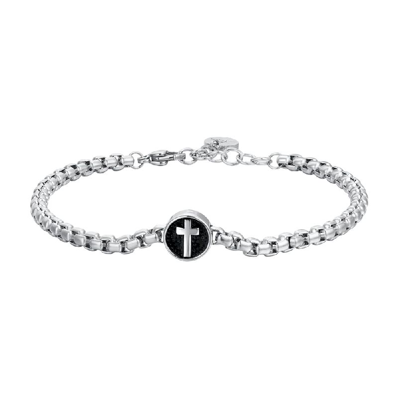 BRACCIALE UOMO IN ACCIAIO CON CROCE