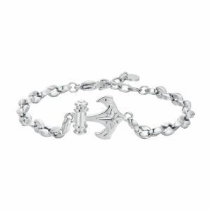 BRACCIALE UOMO IN ACCIAIO ANCORA E ROSA DEI VENTI