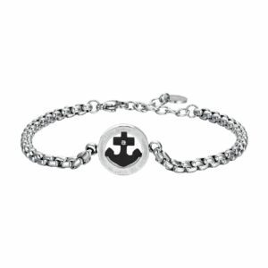 BRACCIALE UOMO IN ACCIAIO ANCORA IP NERO