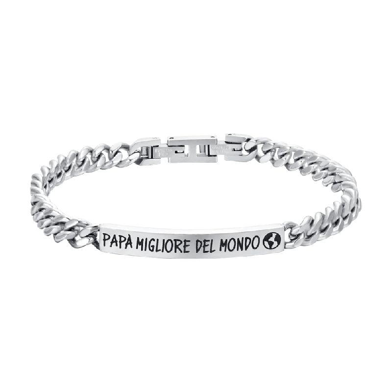 BRACCIALE UOMO IN ACCIAIO PAPA' MIGLIORE DEL MONDO
