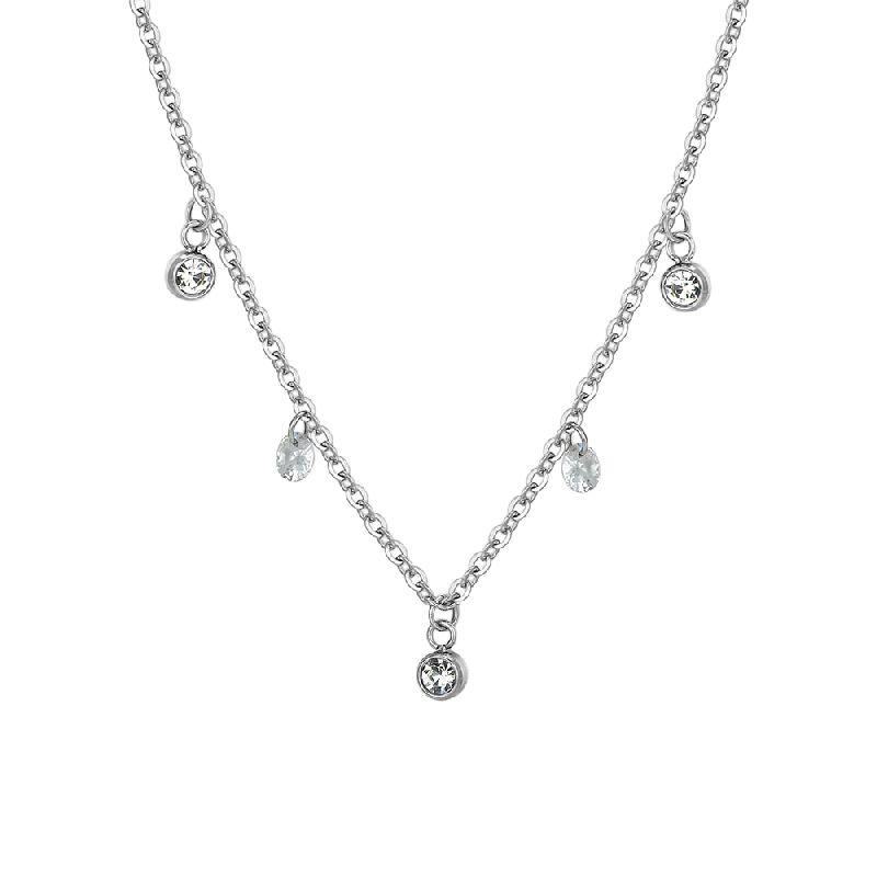 COLLANA DONNA IN ACCIAIO CRISTALLI BIANCHI