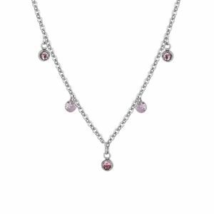 COLLANA DONNA IN ACCIAIO CRISTALLI ROSA