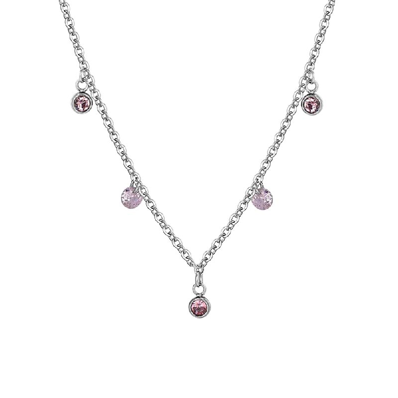 COLLANA DONNA IN ACCIAIO CRISTALLI ROSA