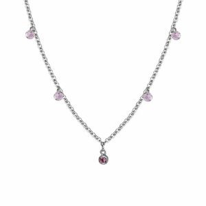 COLLANA DONNA IN ACCIAIO CRISTALLI ROSA