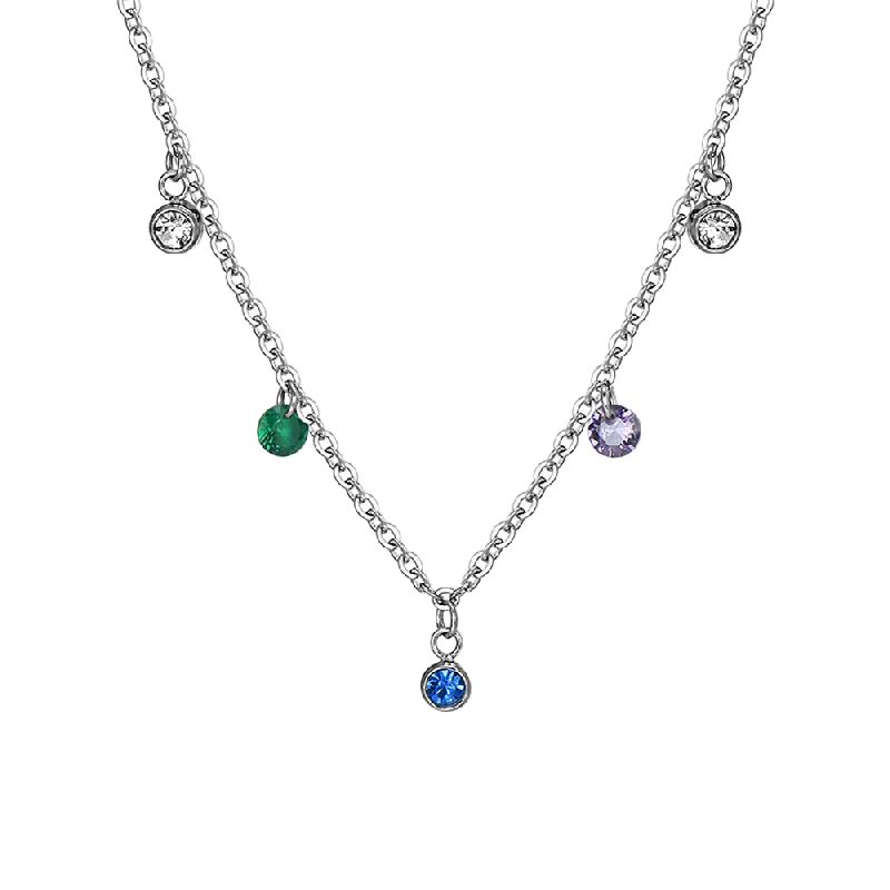 COLLANA DONNA IN ACCIAIO CRISTALLI MULTICOLOR