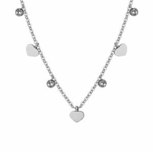 COLLANA DONNA IN ACCIAIO CUORI E CRISTALLI