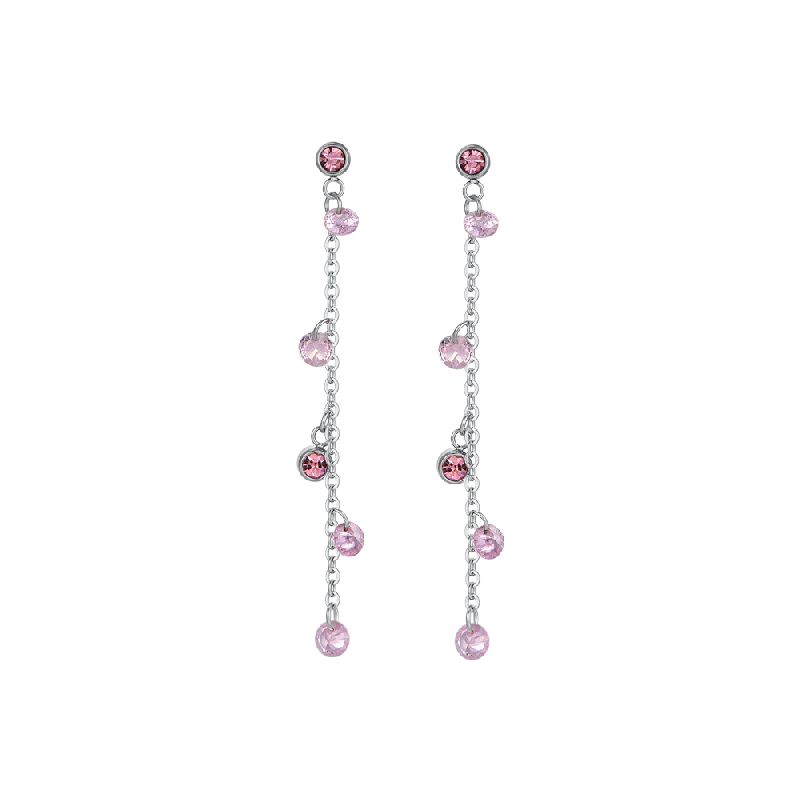 ORECCHINI DONNA IN ACCIAIO CRISTALLI ROSA