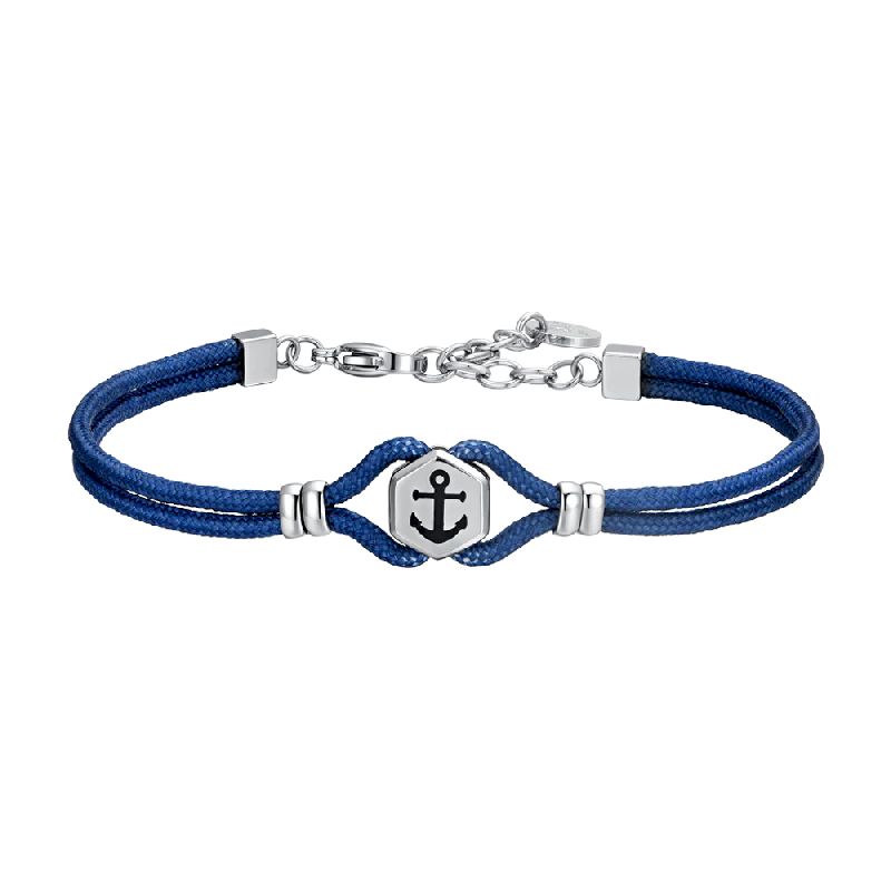 BRACCIALE UOMO IN CORDA BLU E ANCORA