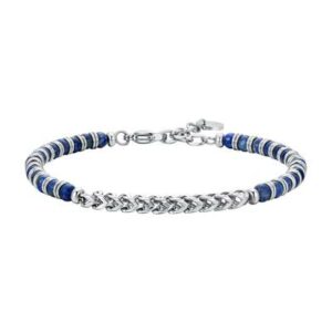 BRACCIALE uomo in acciaio pietre lapis ed elementi in acciaio