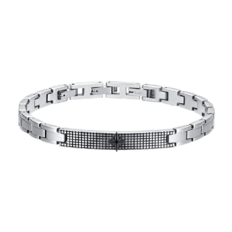BRACCIALE UOMO IN ACCIAIO ROSA DEI VENTI IP NERO