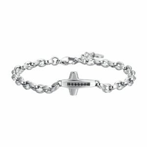 BRACCIALE UOMO IN ACCIAIO CROCE E ZIRCONI NERI