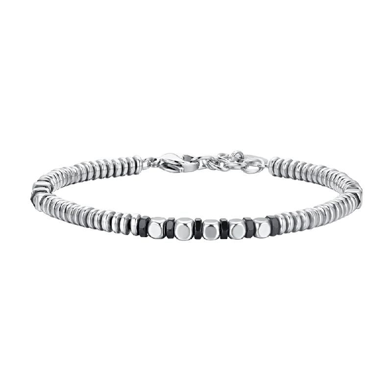 BRACCIALE UOMO IN ACCIAIO EMATITE SILVER E NERA