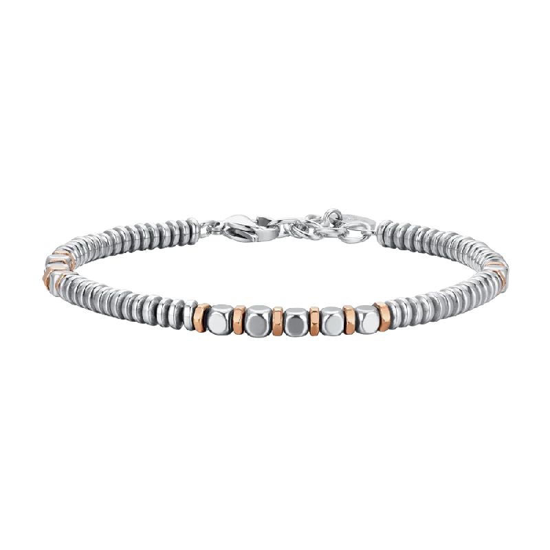 BRACCIALE UOMO IN ACCIAIO EMATITE SILVER E ROSE GOLD