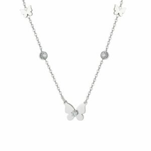 COLLANA DONNA IN ACCIAIO FARFALLE E ZIRCONI