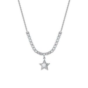 Collana tennis donna in acciaio stella e zirconi