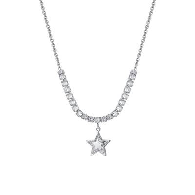 Collana tennis donna in acciaio stella e zirconi