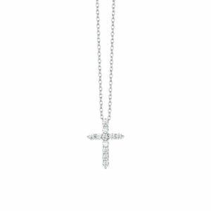COLLANA DONNA IN ACCIAIO CROCE ZIRCONI BIANCHI