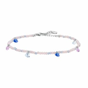 CAVIGLIERA DONNA IN ACCIAIO PIETRE ROSA E CRISTALLI MULTICOLOR