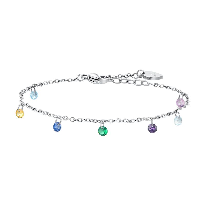CAVIGLIERA DONNA IN ACCIAIO ZIRCONI MULTICOLOR