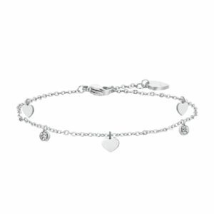 CAVIGLIERA DONNA IN ACCIAIO ZIRCONI E CUORI