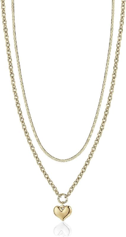 COLLANA DONNA IN ACCIAIO IP GOLD MULTIFILO CON CUORE