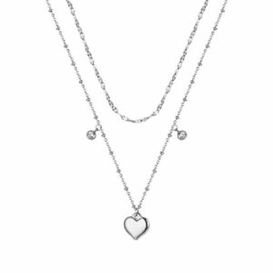 COLLANA IN ACCIAIO CON CUORE E CRISTALLI BIANCHI