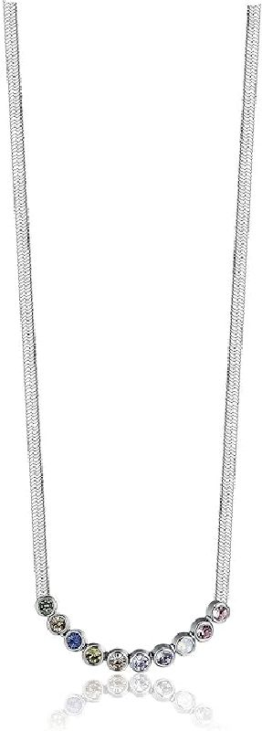 COLLANA DONNA IN ACCIAIO CON PIETRE MULTICOLOR