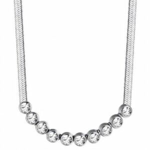 COLLANA IN ACCIAIO CON PIETRE BIANCHE