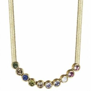 COLLANA DONNA IN ACCIAIO IP GOLD CON PIETRE MULTICOLOR
