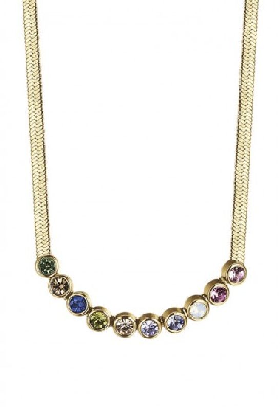 COLLANA DONNA IN ACCIAIO IP GOLD CON PIETRE MULTICOLOR