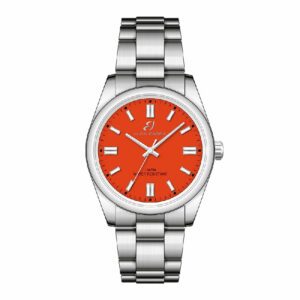 OROLOGIO IN ACCIAIO CON QUADRANTE ARANCIONE