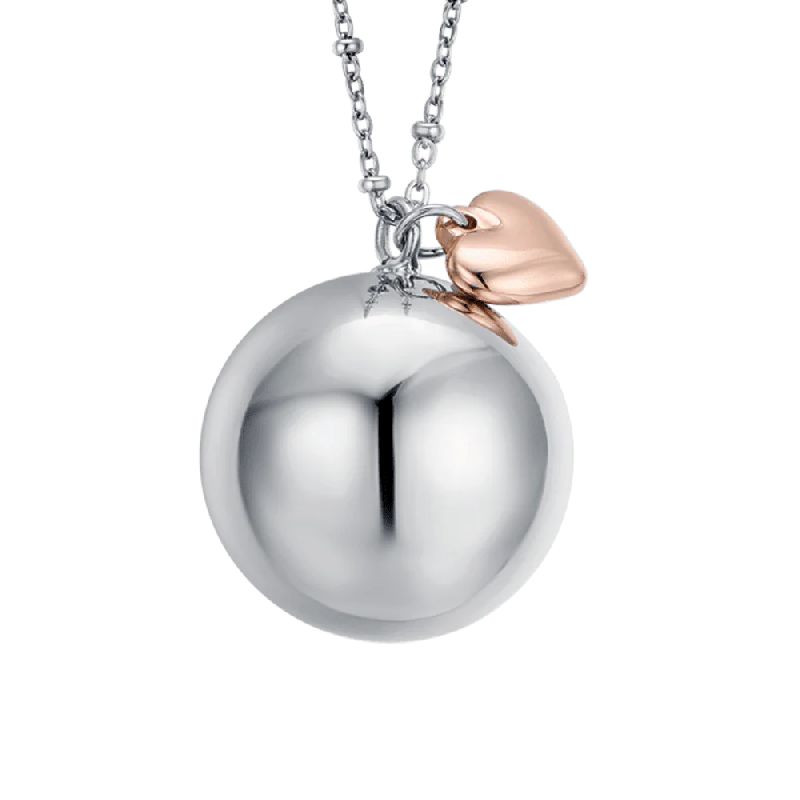 COLLANA CHIAMA ANGELI IN ACCIAIO CIONDOLO IN METALLO CON CHARMS CUORE ROSE
