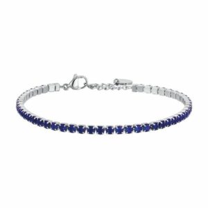 BRACCIALE TENNIS UOMO IN ACCIAIO CON CRISTALLI BLU