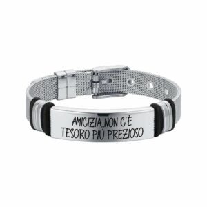 BRACCIALE UOMO IN ACCIAIO "AMICIZIA NON C'E' TESORO PIù PREZIOSO"