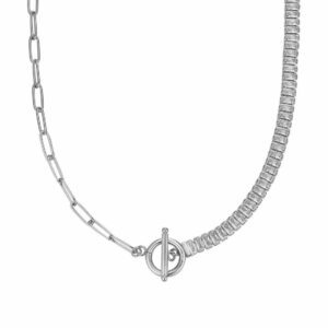 COLLANA DONNA IN ACCIAIO CON CRISTALLI BAGUETTE E CHIUSURA TBAR