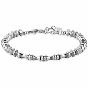 BRACCIALE UOMO IN ACCIAIO CON EMATITE SILVER ED ELEMENTI IN ACCIAIO