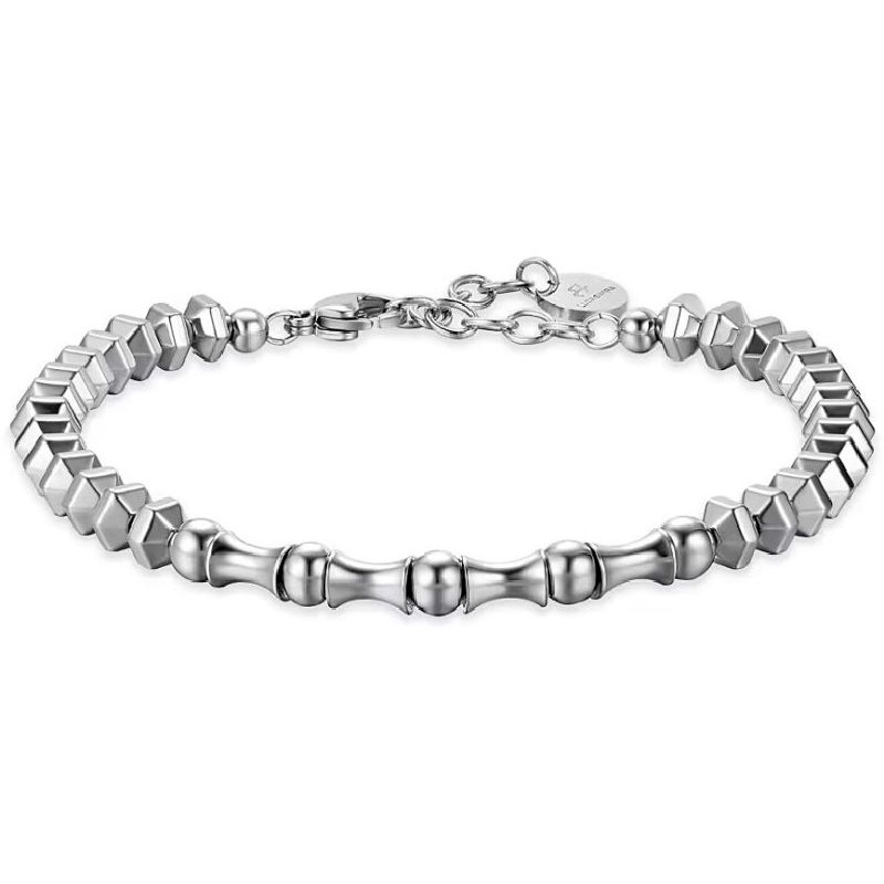 BRACCIALE UOMO IN ACCIAIO CON EMATITE SILVER ED ELEMENTI IN ACCIAIO