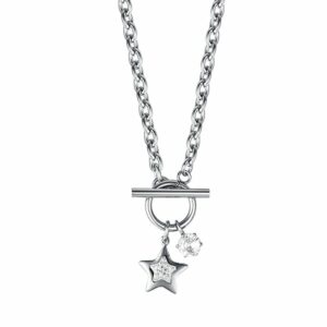 COLLANA DONNA IN ACCIAIO CON STELLA CON CRISTALLI BIANCHI