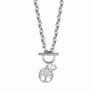 COLLANA DONNA IN ACCIAIO CON ALBERO DELLA VITA CON CRISTALLI BIANCHI