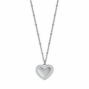 COLLANA DONNA IN ACCIAIO CON CUORE CON CRISTALLI BIANCHI