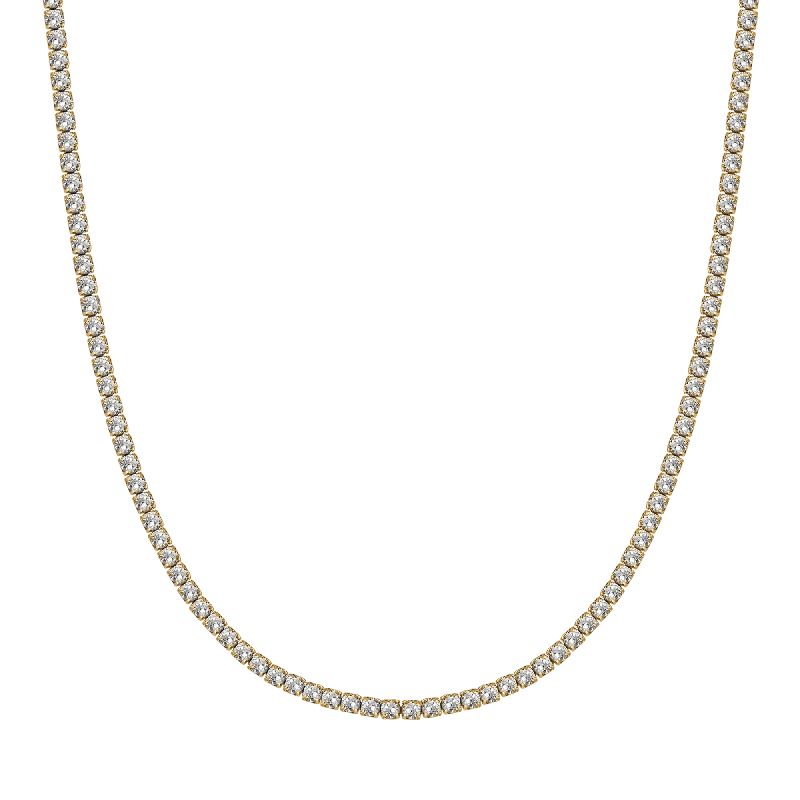 COLLANA TENNIS DONNA IN ACCIAIO IP GOLD CON CRISTALLI BIANCHI DA 4 MM