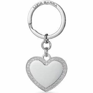 PORTACHIAVI DONNA IN ACCIAIO CON CUORE CON CRISTALLI BIANCHI