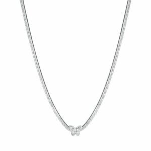 COLLANA DONNA SNAKE IN ACCIAIO CON FARFALLA CON CRISTALLI BIANCHI