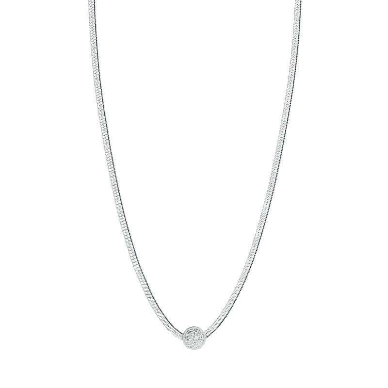 COLLANA DONNA IN ACCIAIO CON ELEMENTO CON CRISTALLI BIANCHI