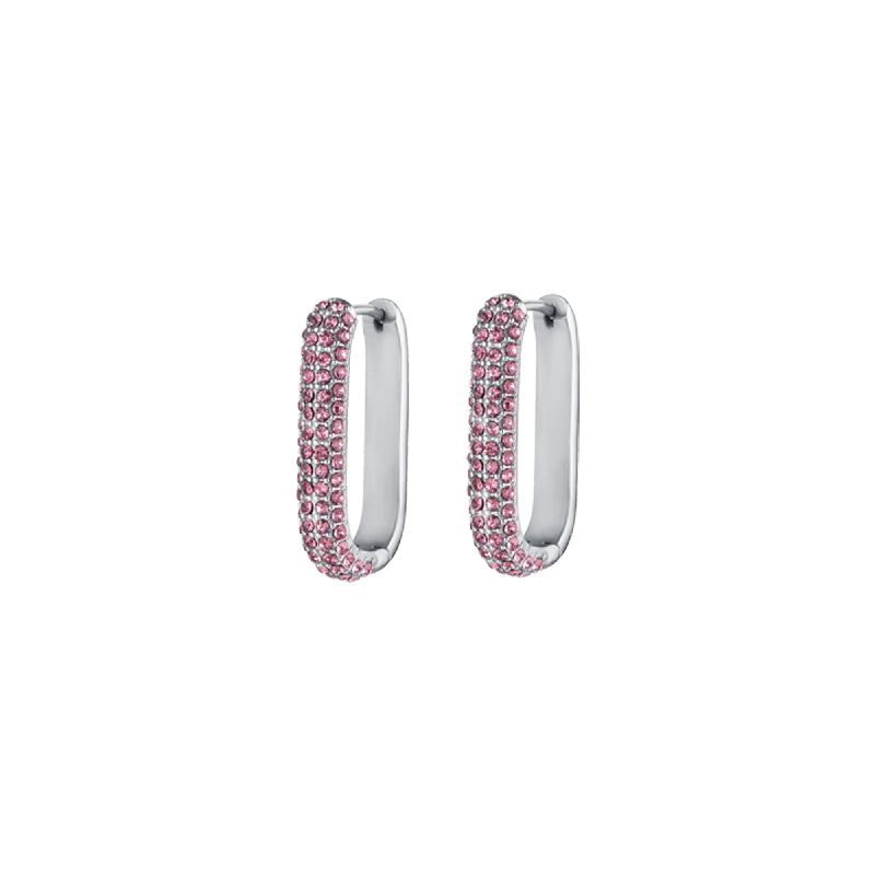 ORECCHINI DONNA IN ACCIAIO CON CRISTALLI ROSA