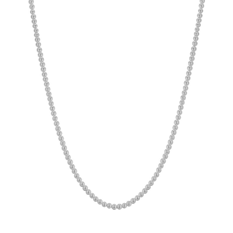 COLLANA UOMO IN ACCIAIO CON PERLE GRIGIE