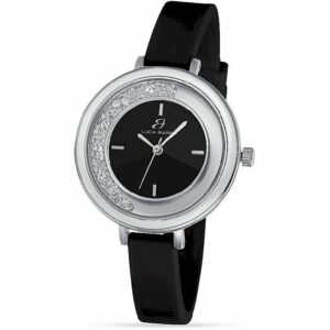 OROLOGIO DONNA IN SILICONE NERO CON QUADRANTE NERO CON CRISTALLI BIANCHI