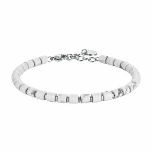 BRACCIALE UOMO IN ACCIAIO CON PIETRE BIANCHE