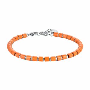 BRACCIALE UOMO IN ACCIAIO CON PIETRE ARANCIONI